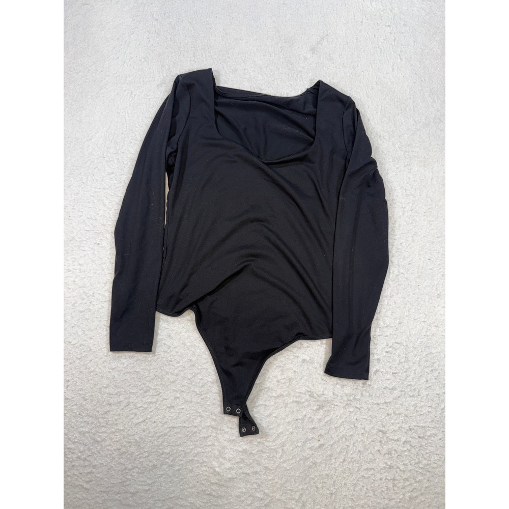 Abercrombie & Fitch Soft A&F Collection Black Square Neck Long Sleeve Bodysuit L